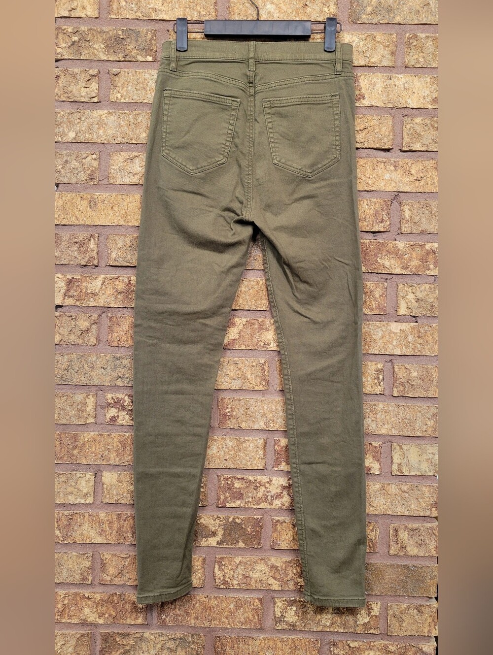 LOFT High-Rise Skinny Button Fly Green Denim Jeans Size 24 Cotton Stretch - Picture 9 of 12